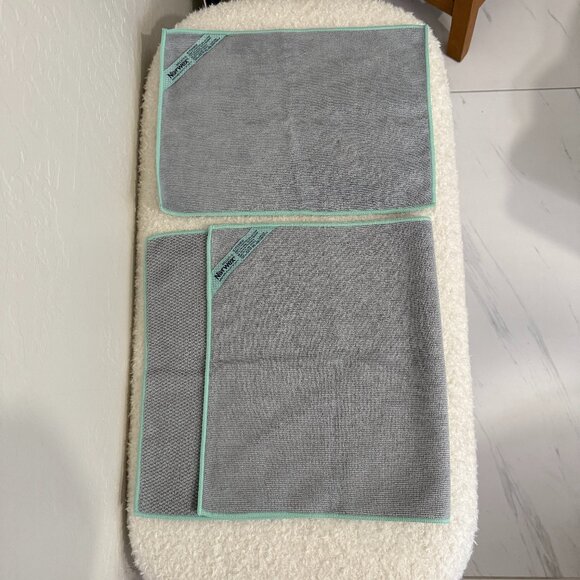 Norwex Diamond Textured Kitchen Towel & Cloth Set (Graphite & mint green trim) - Picture 1 of 7
